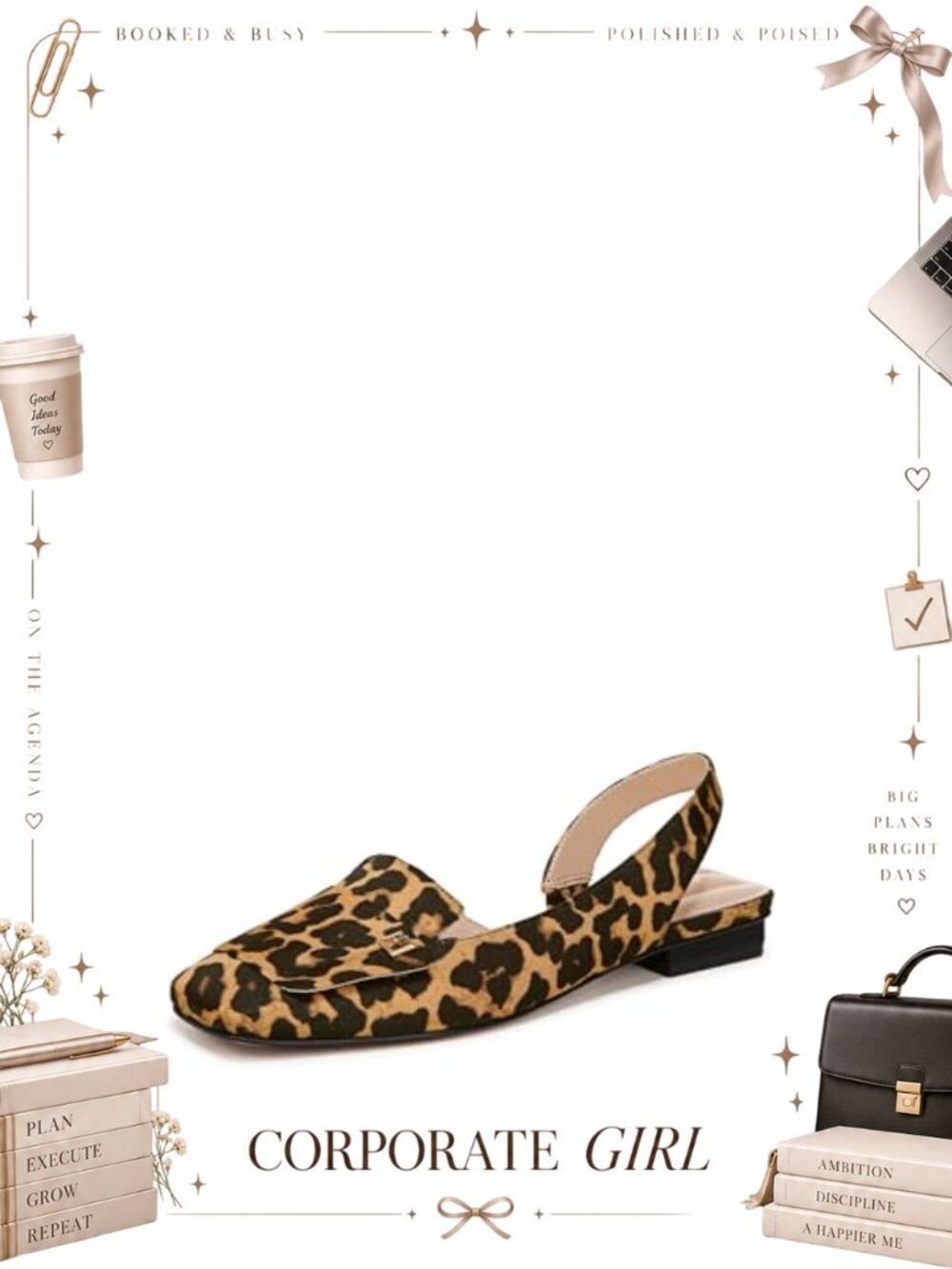 Slingback Ballet Flats Square Toe Pull-On Leather Upper Women's